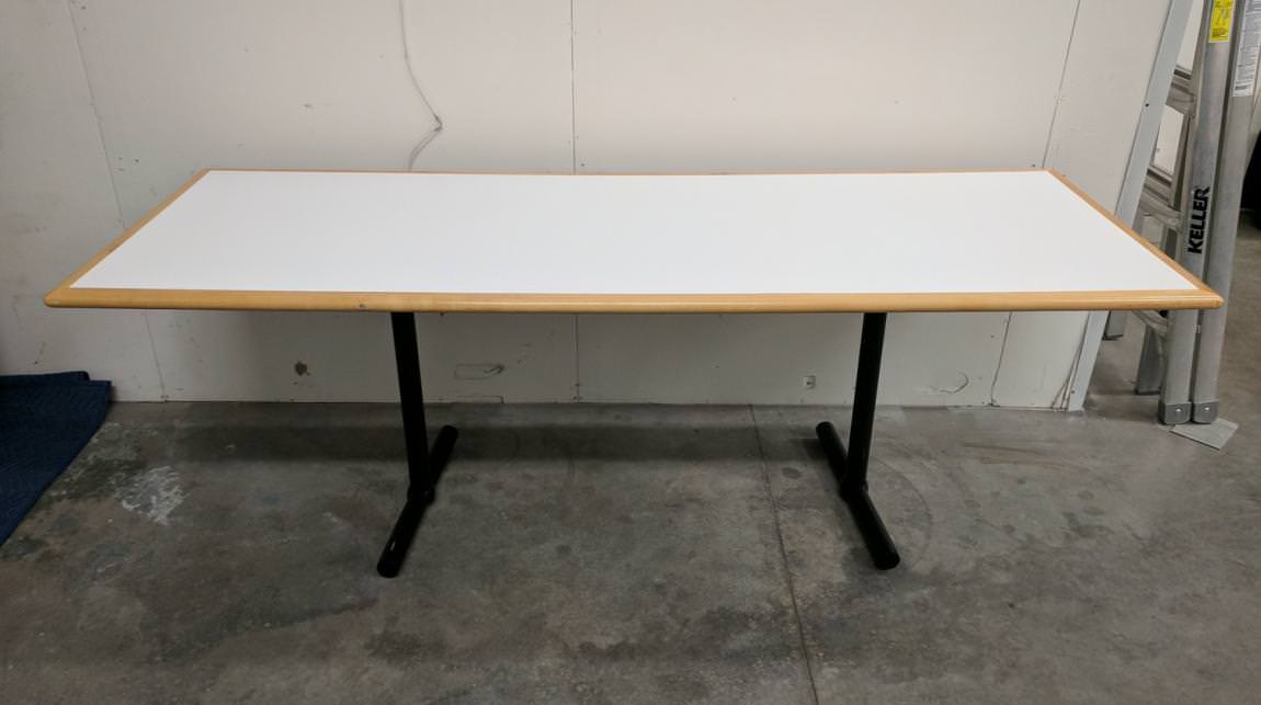 White Laminate Table with Metal Legs - 84x30