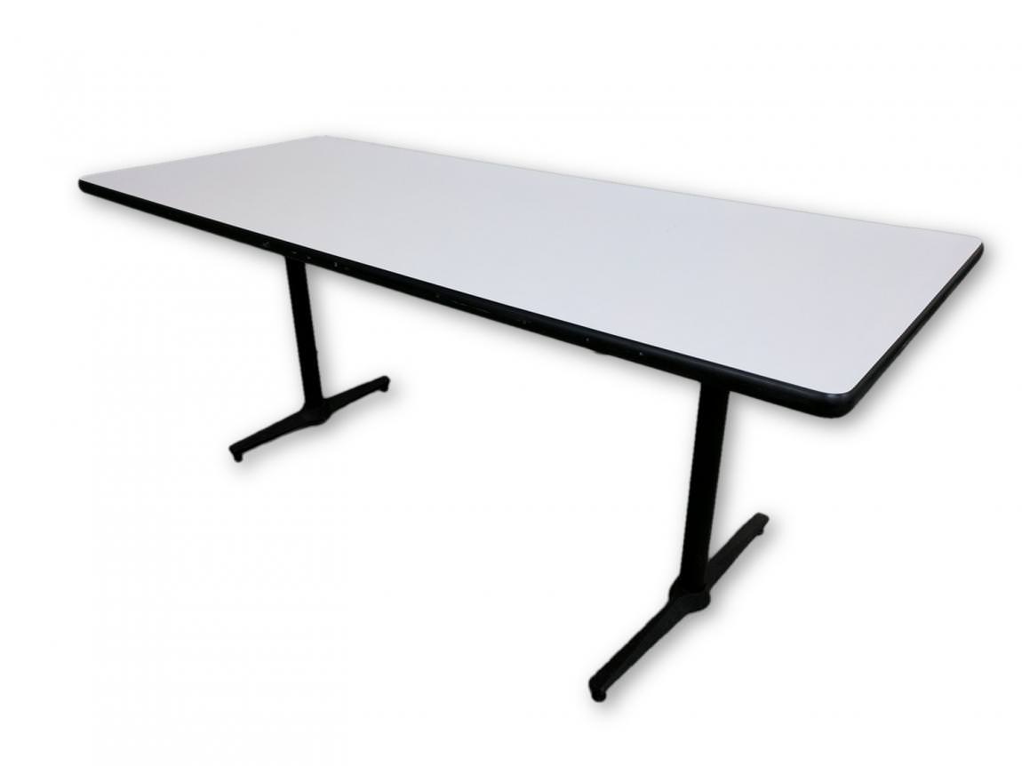 White Laminate Table with Metal Legs – 71x30