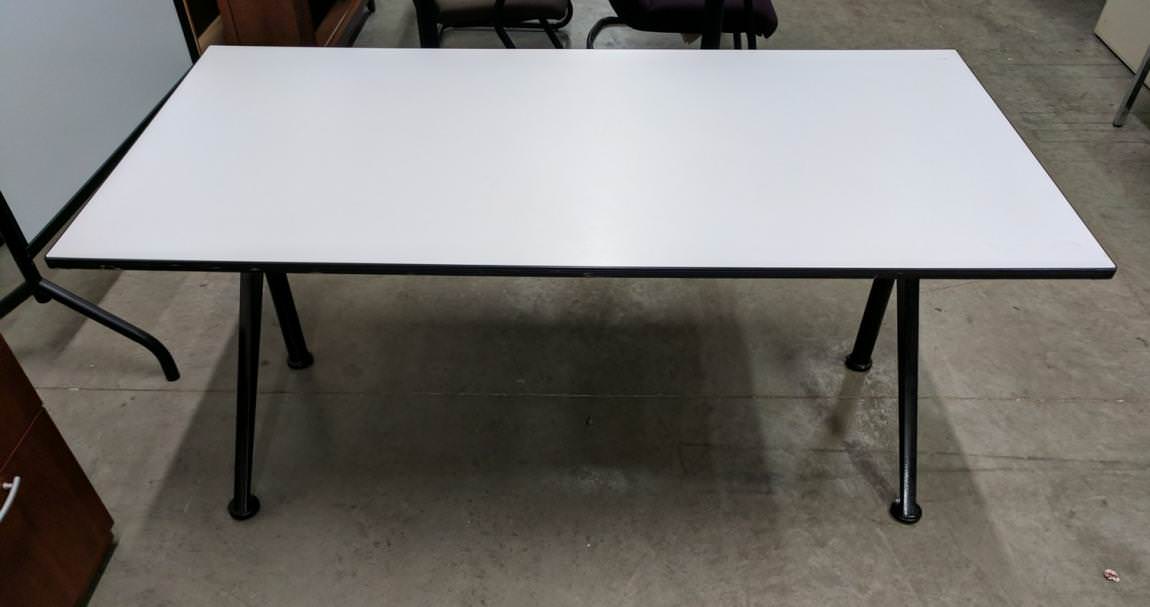 White Laminate Table with Folding Legs – 60x30