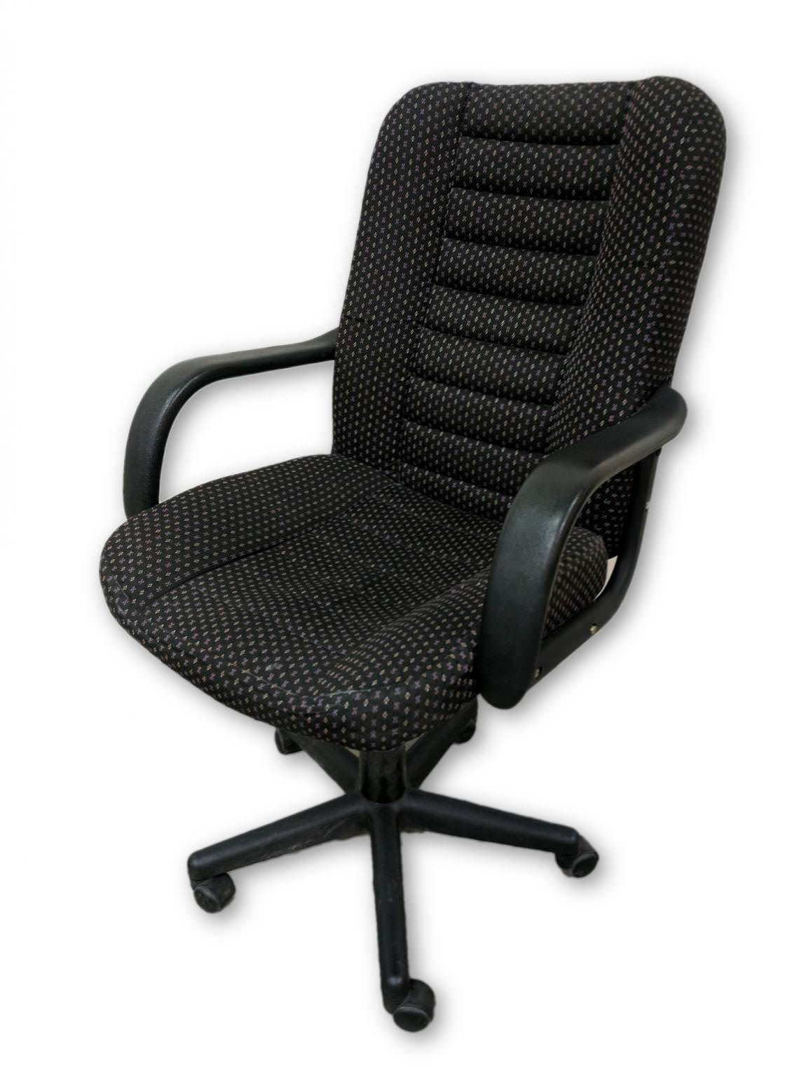 Black Rolling Office Chair with Purple Dotted Pattern