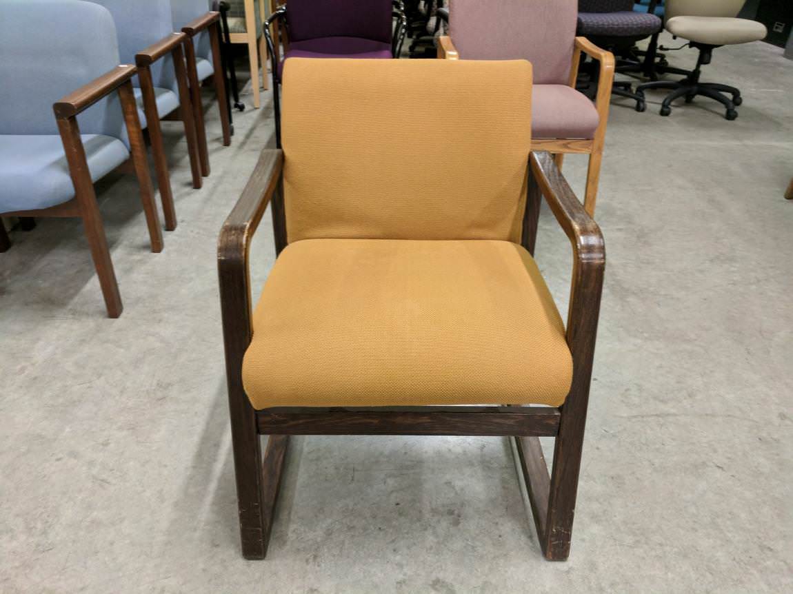 Orange Guest Chair with Wood Frame