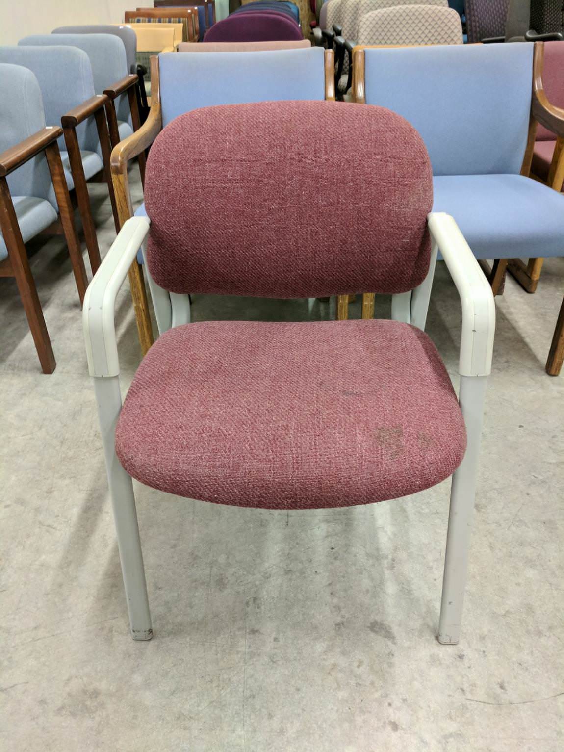 Red Guest Chair with Putty Metal Frame