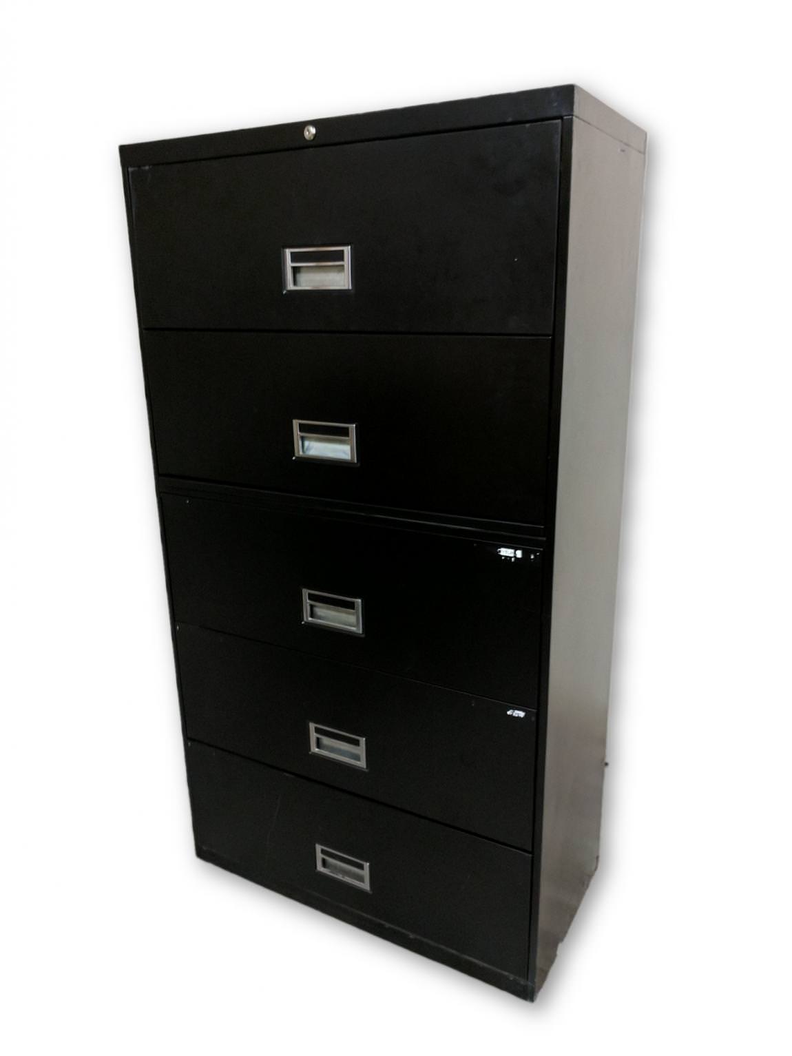 Black 5 Drawer Lateral File Cabinet 