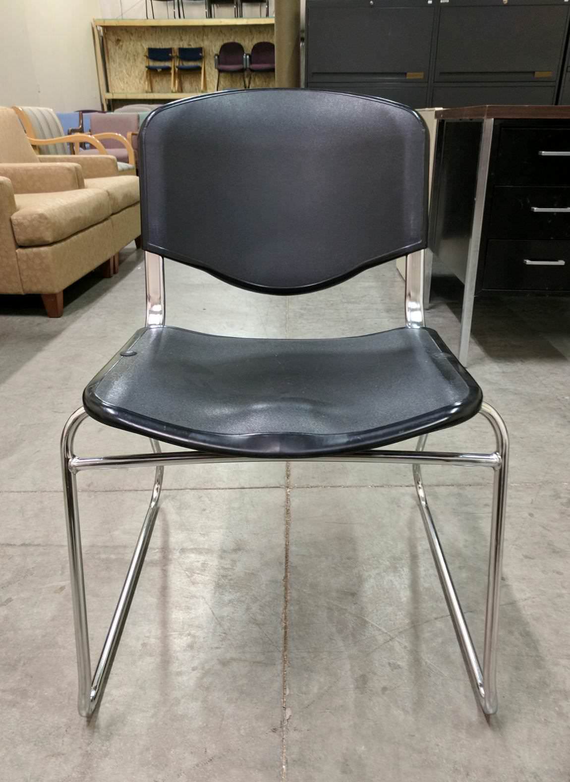 Black Guest Chair with Chrome Metal Frame