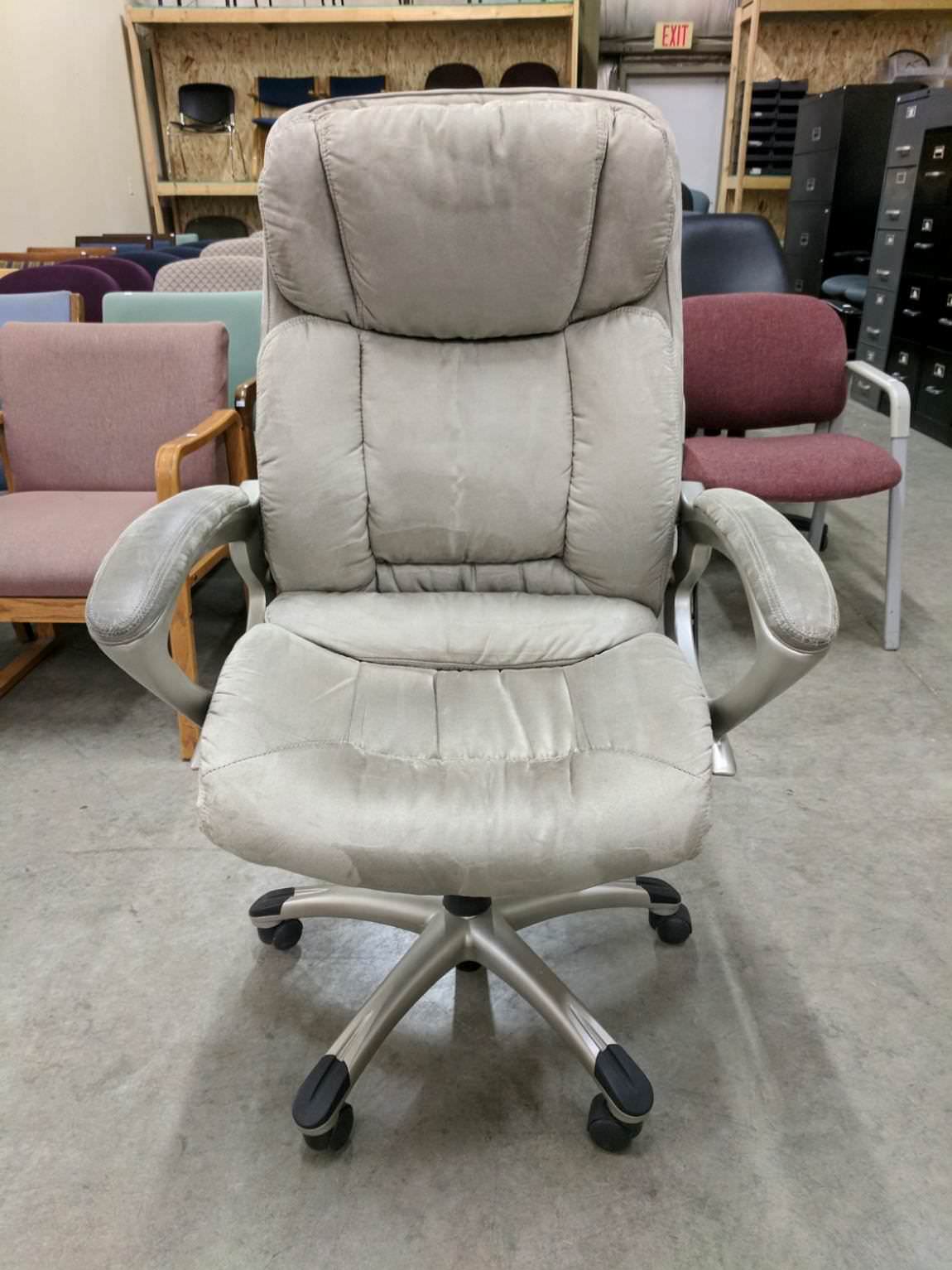 Gray Suede Rolling Office Chair