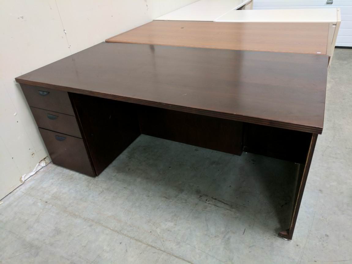 Solid Wood Dark Walnut Desk with Drawers