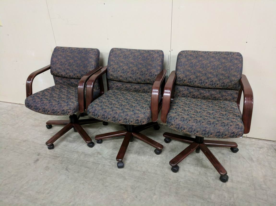 Rolling Office Chairs with Solid Wood Base and Arms