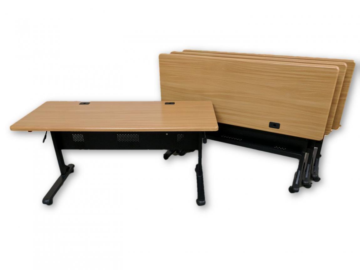 Oak Laminate Rolling Flip Top Training Tables