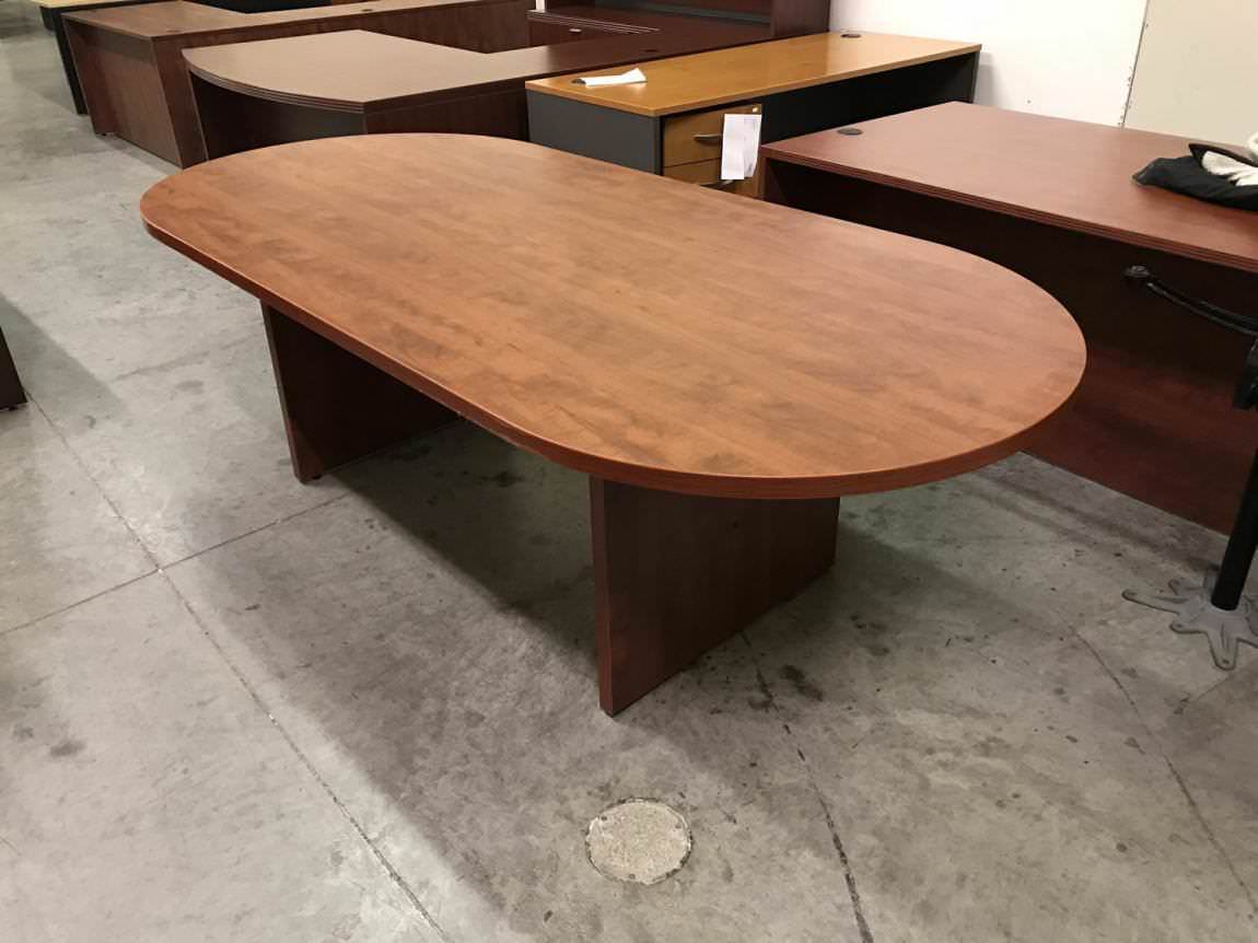 8 FT Cherry Laminate Racetrack Conference Table