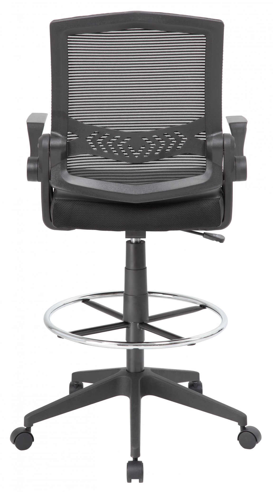 Mesh Back Drafting Stool with Flip Up Arms