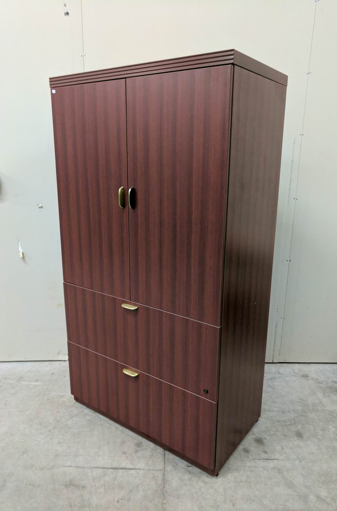 Mahogany Laminate Storage Cabinet – 35.5 Inch Wide