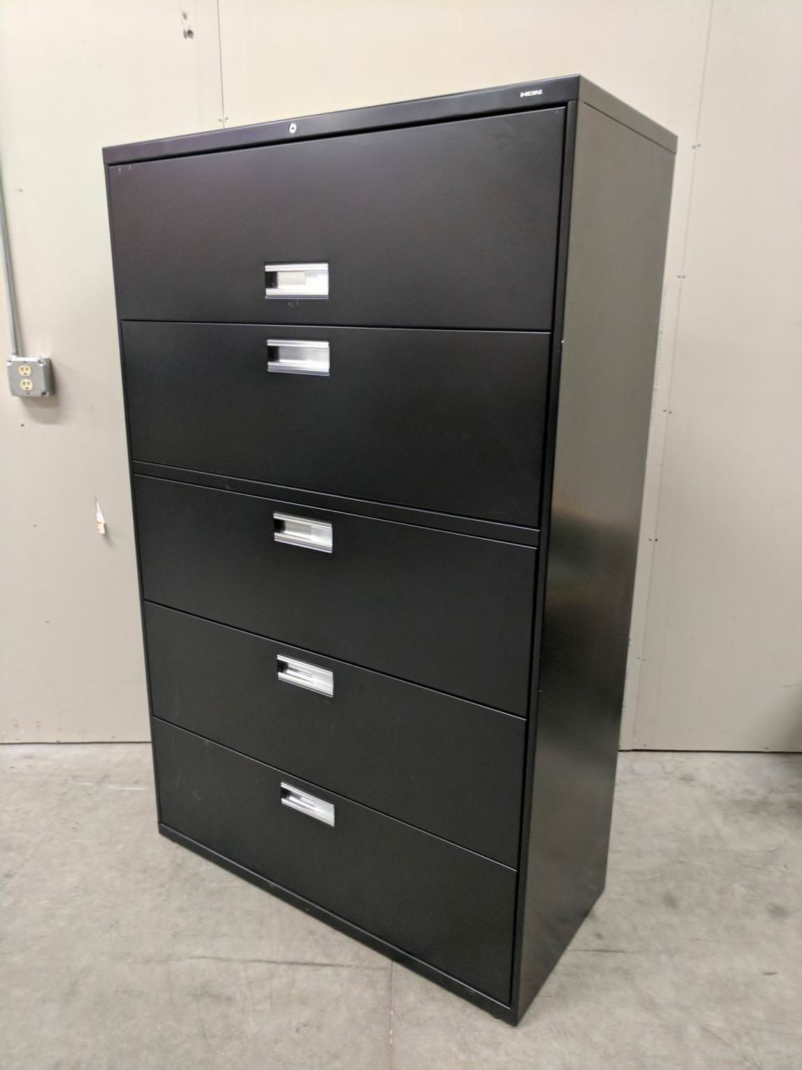 Black Hon 5 Drawer Lateral File Cabinet – 42 Inch Wide