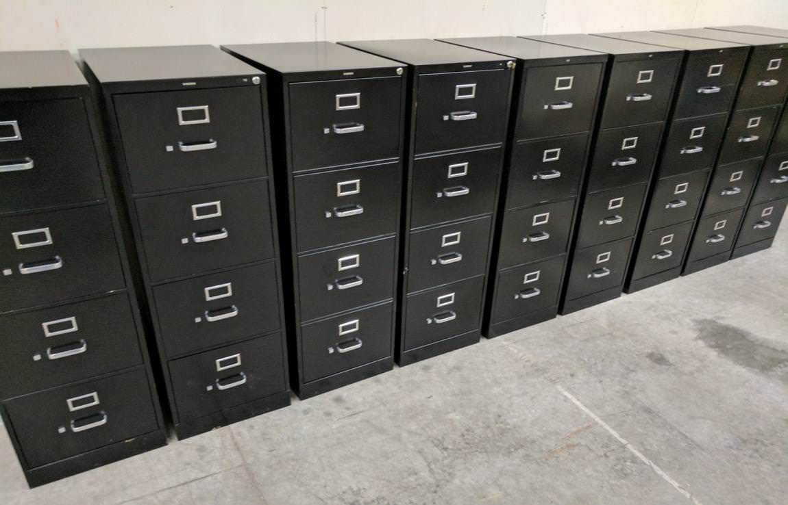 Black Hon 4 Drawer Vertical Legal Filing Cabinets