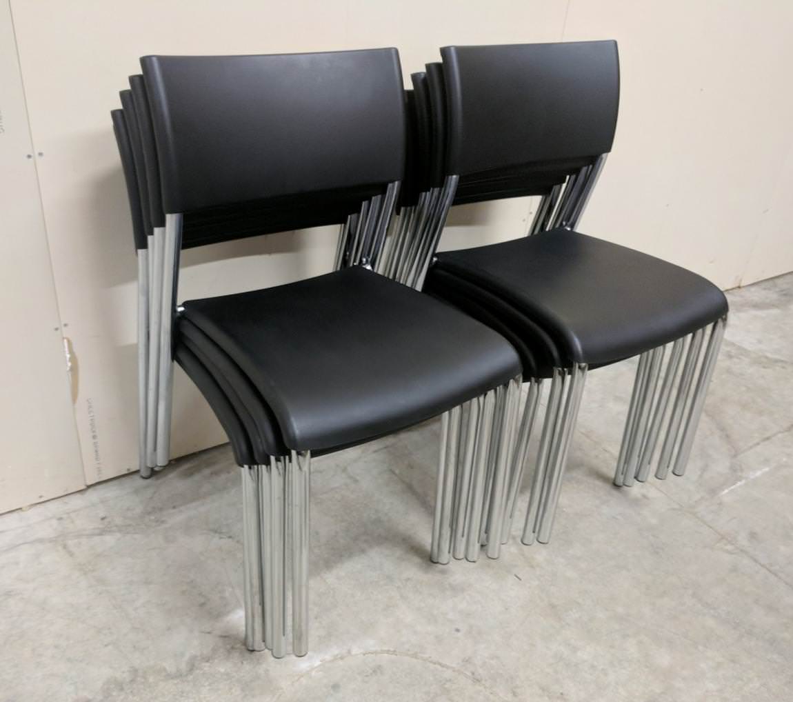 Offices To Go Black Plastic Stacking Guest Chairs 