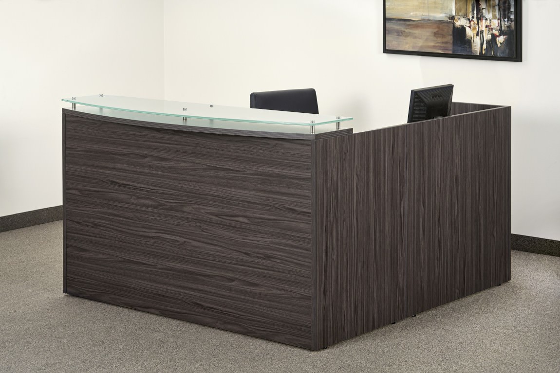 L Shaped Reception Desk with Glass Counter