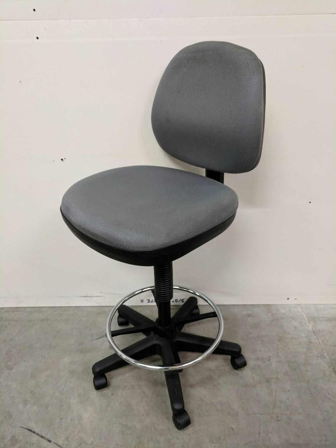 Gray Rolling Mid-Back Stool Chair