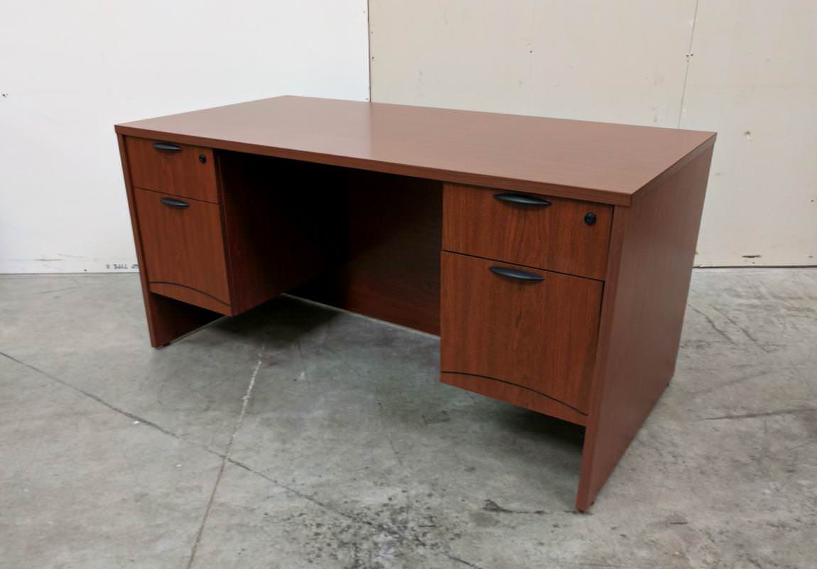 National Cherry Laminate Desk with Drawers