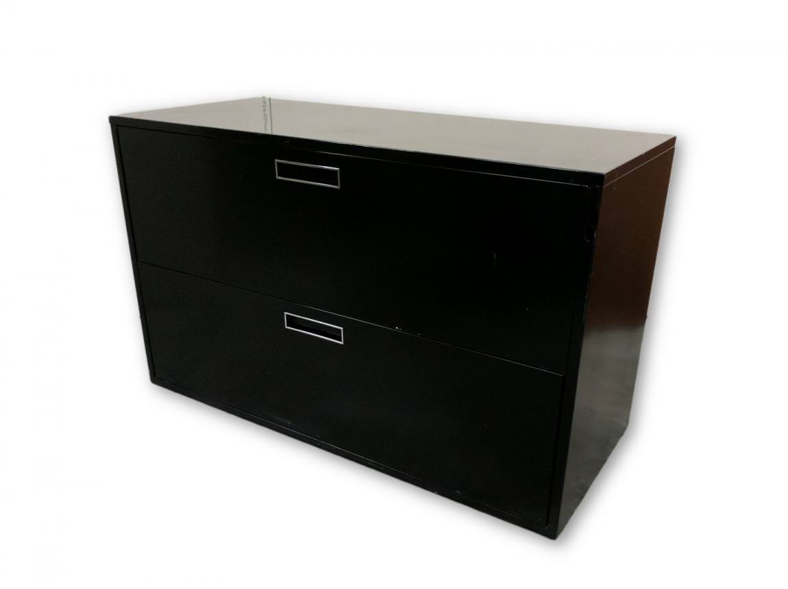 Black 2 Drawer Lateral Filing Cabinet – 42 Inch Wide