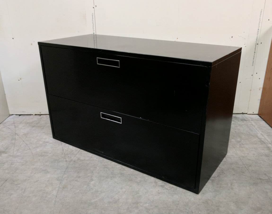 Black 2 Drawer Lateral Filing Cabinet – 42 Inch Wide