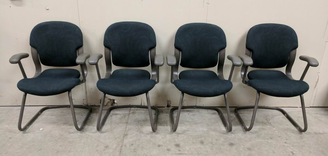 Green Guest Chairs with Gray Steel Frame