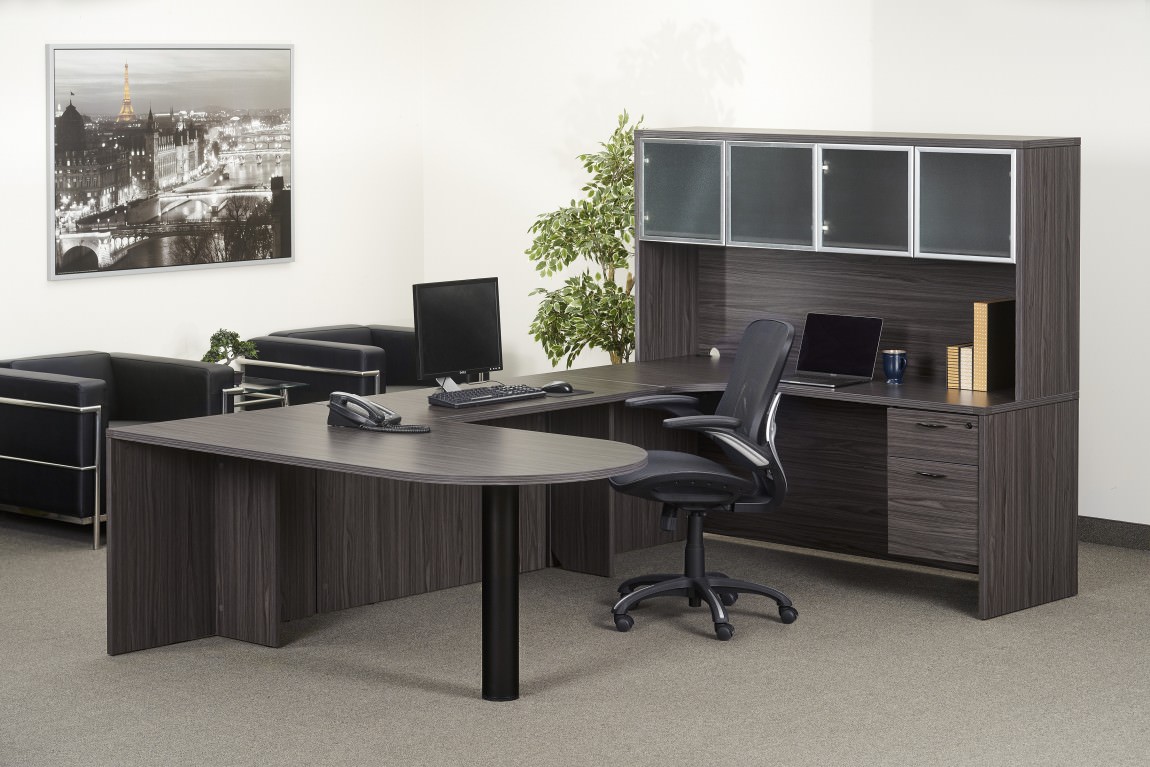 U Shaped Peninsula Desk With Hutch