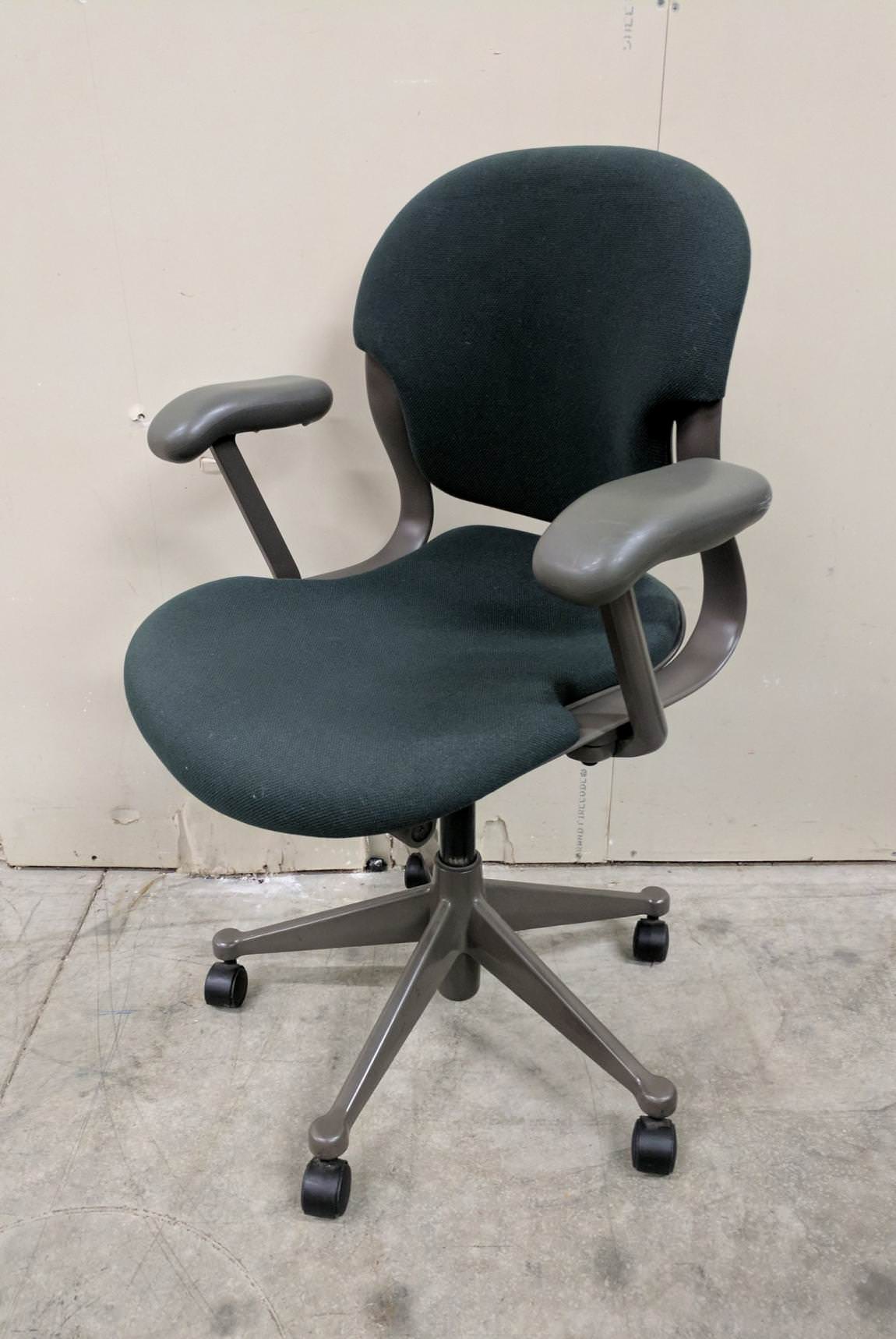 Dark Green Low-Back Rolling Office Chairs
