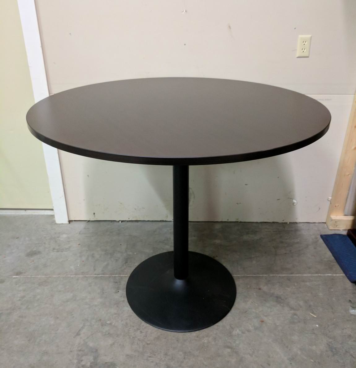 Round Mahogany Laminate Cafe Height Table – 47x41