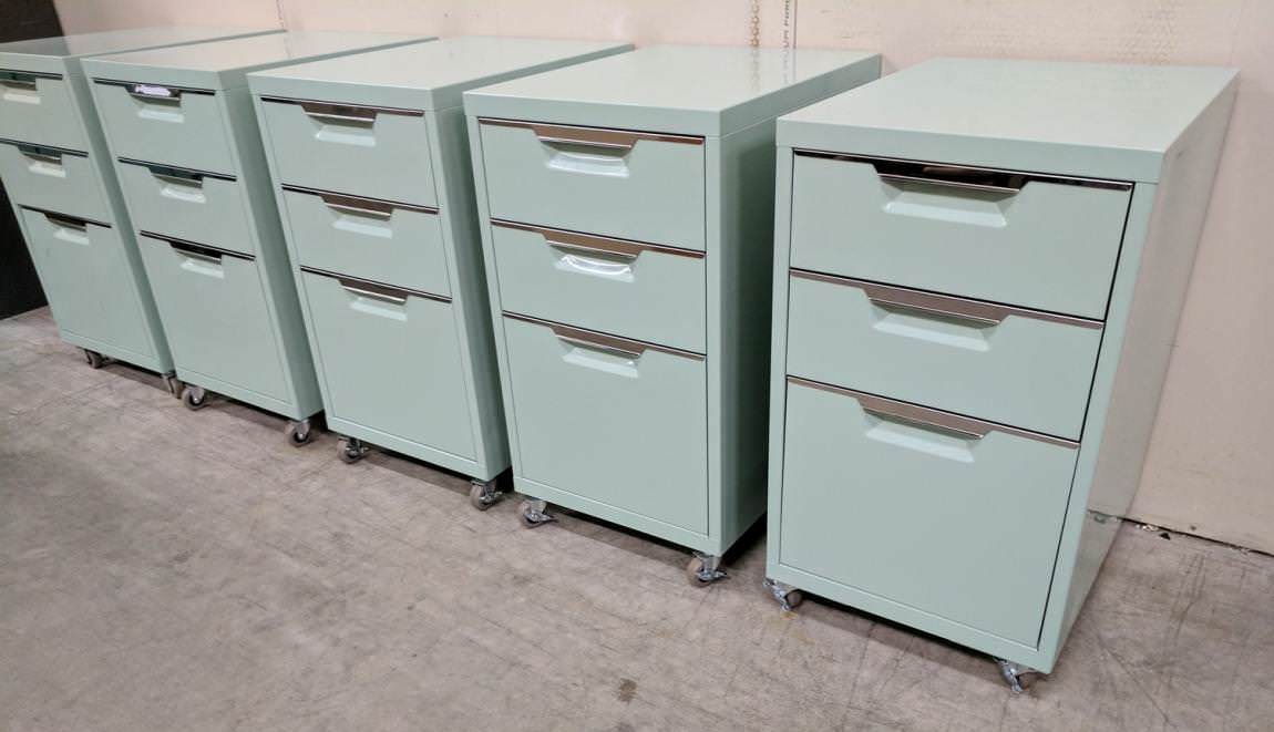 Mint Green Rolling Box Box File Pedestal Drawers