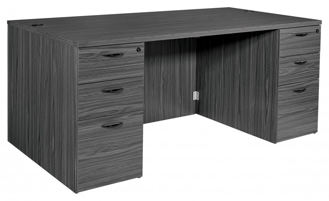 Double Pedestal Desk with Stepped Modesty Panel