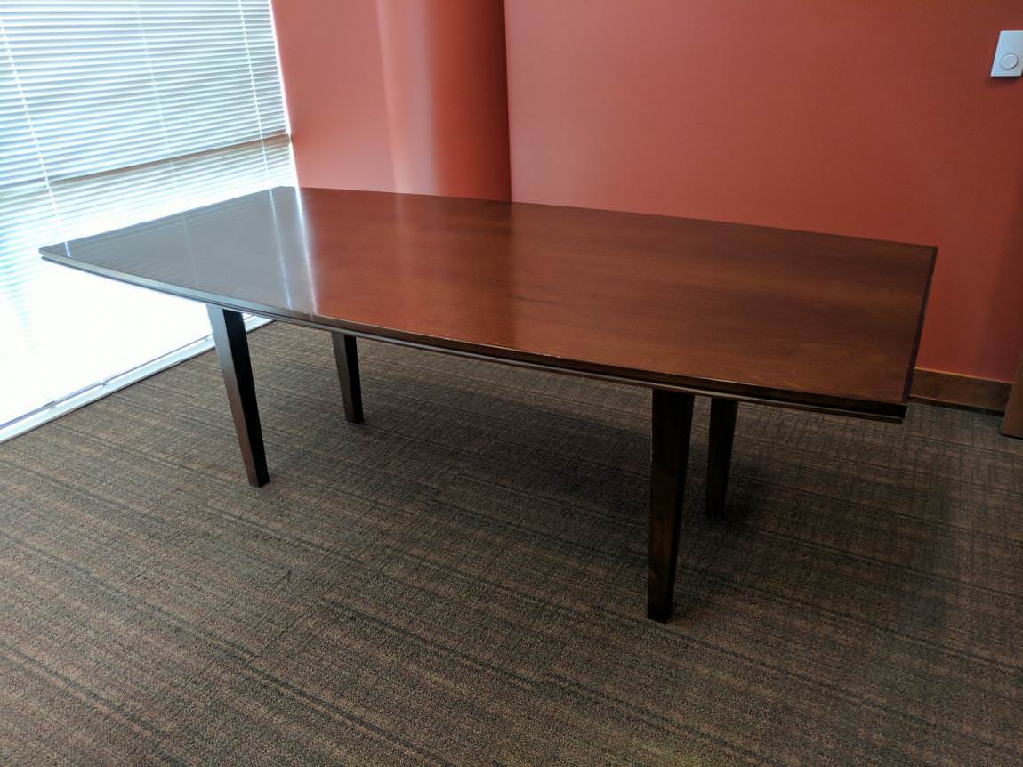 7 FT Solid Wood Walnut Boat Shaped Conference Table