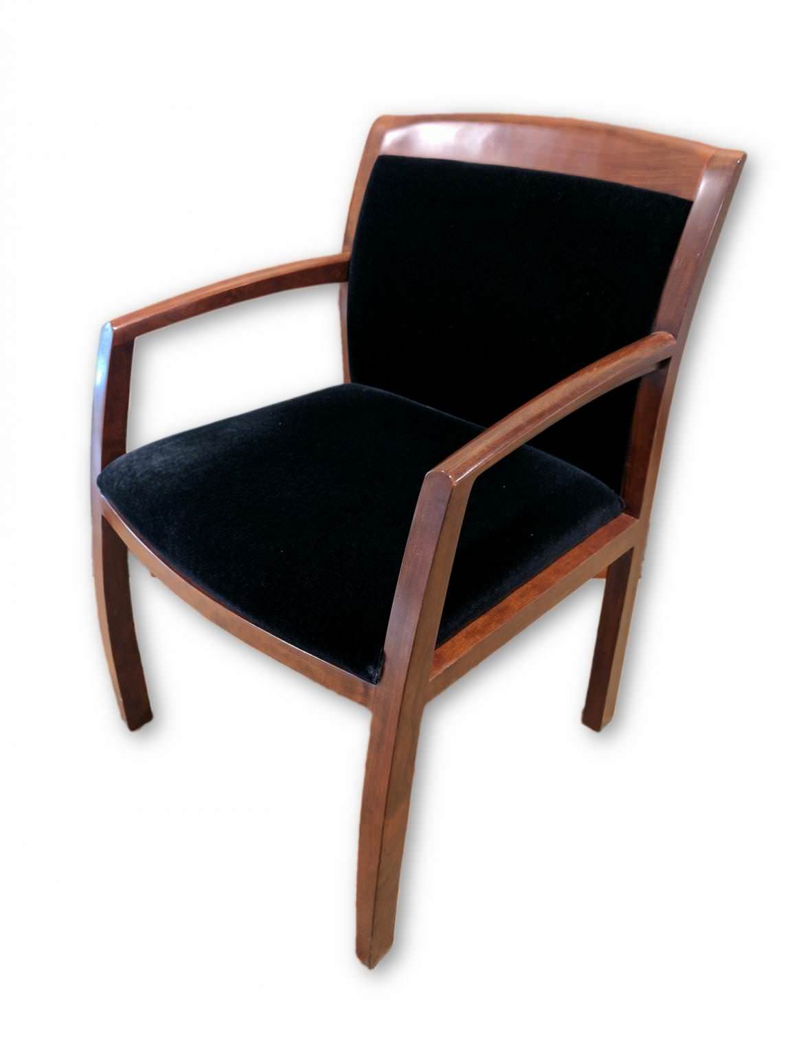 Black Velvet Guest Chairs with Cherry Frame