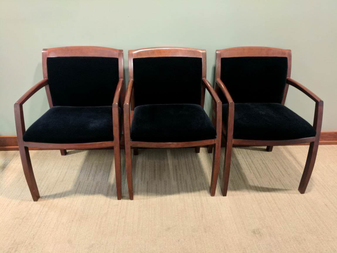 Black Velvet Guest Chairs with Cherry Frame