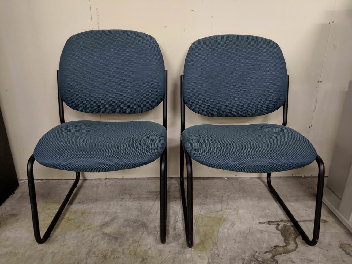 Blue Guest Chairs with Black Steel Frame