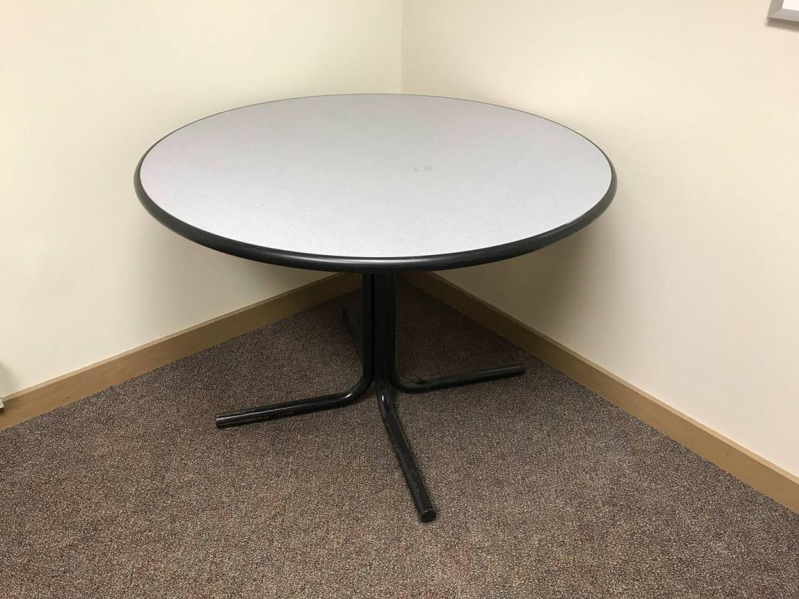 Round Gray Laminate Table