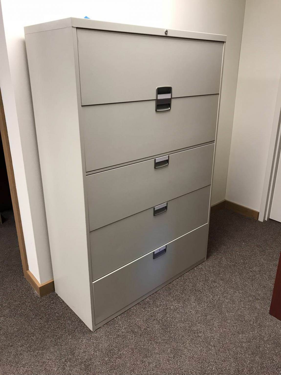 Steeelcase Putty 5 Drawer Lateral Filing Cabinet – 42 Inch Wide