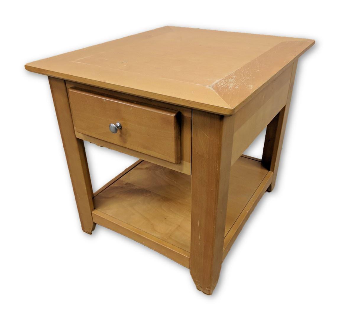 Solid Wood End Table with Oak Finish
