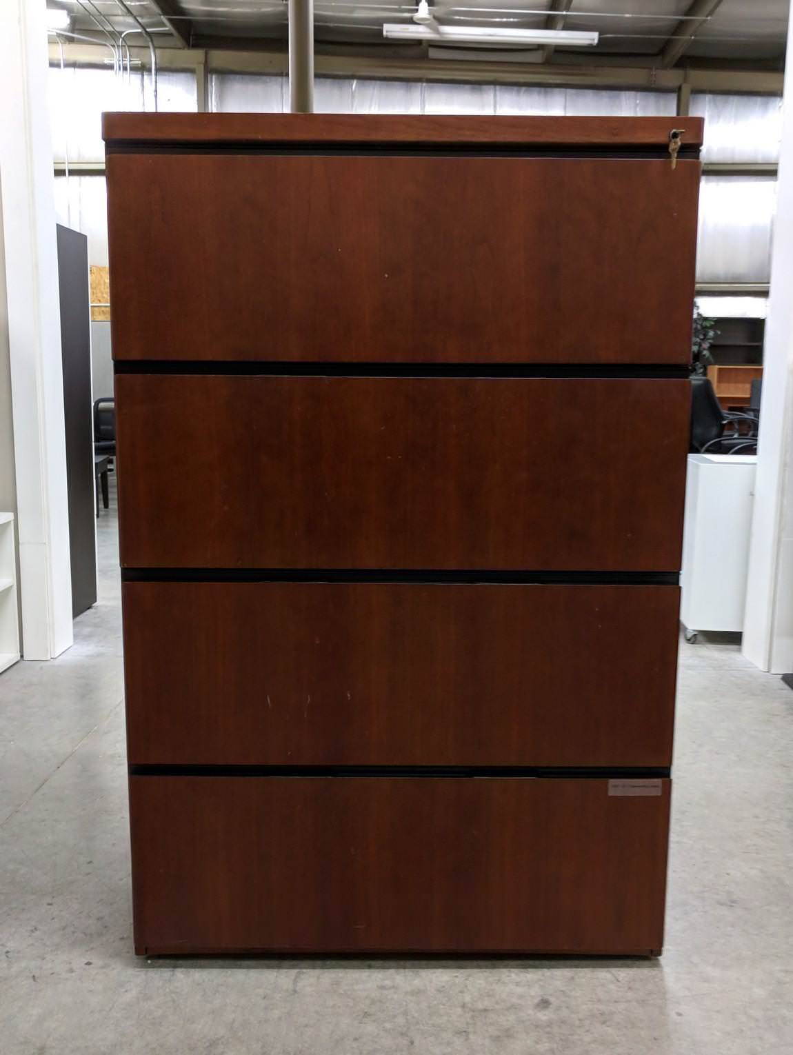Cherry Solid Wood Cherry 4 Drawer Lateral Filing 36 Inch Wide