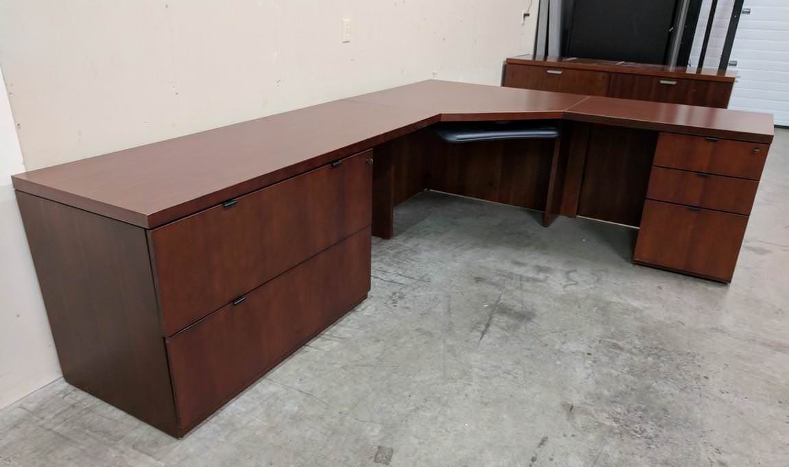 Solid Wood Cherry L-Shaped Corner Desk