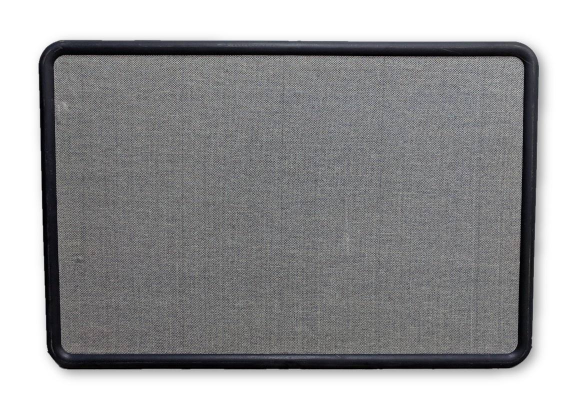 36x24 Quartet Gray Fabric Bulletin Board with Black Plastic Frame