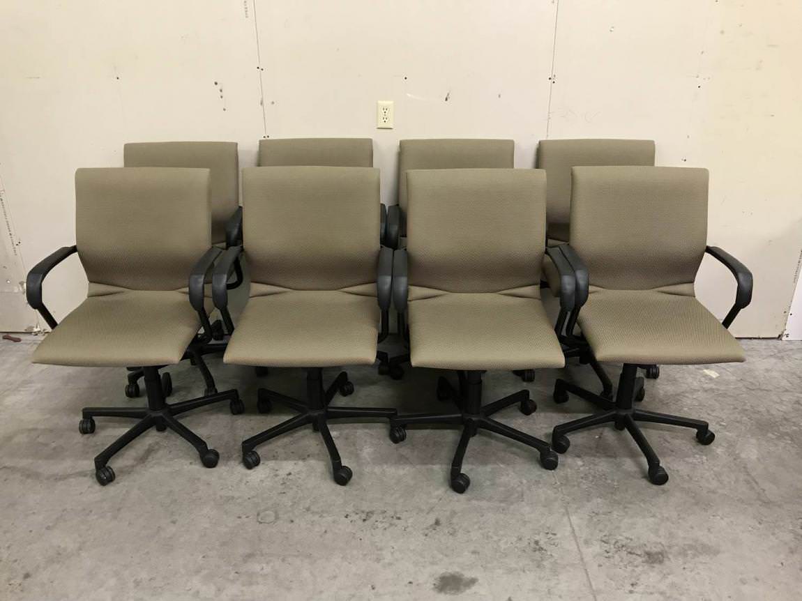 Brown Fabric Steelcase Rolling Office Chairs
