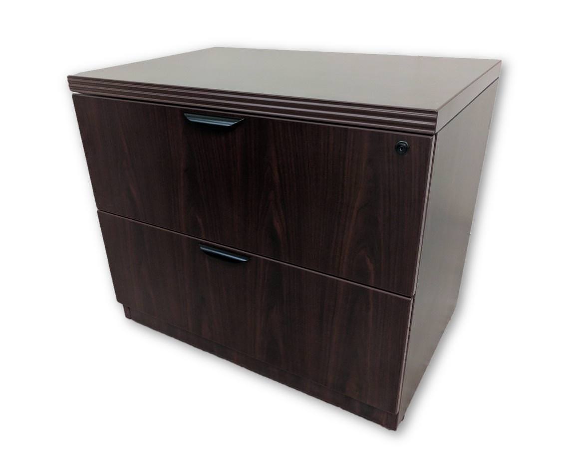 Mahogany Laminate 2 Drawer Lateral Filing Cabinet – 35.25 Inch Wide