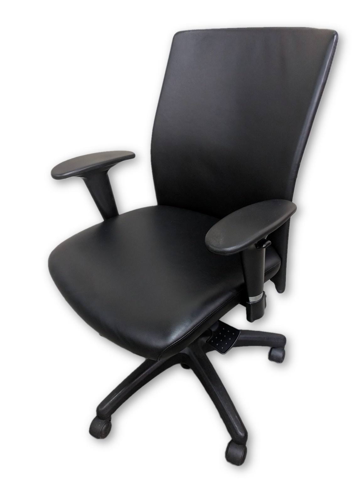 Pinnacle Black Leather Rolling Office Chairs