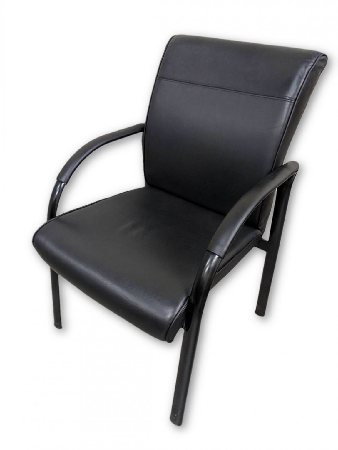 Black Leather Guest Chairs with Metal Frame