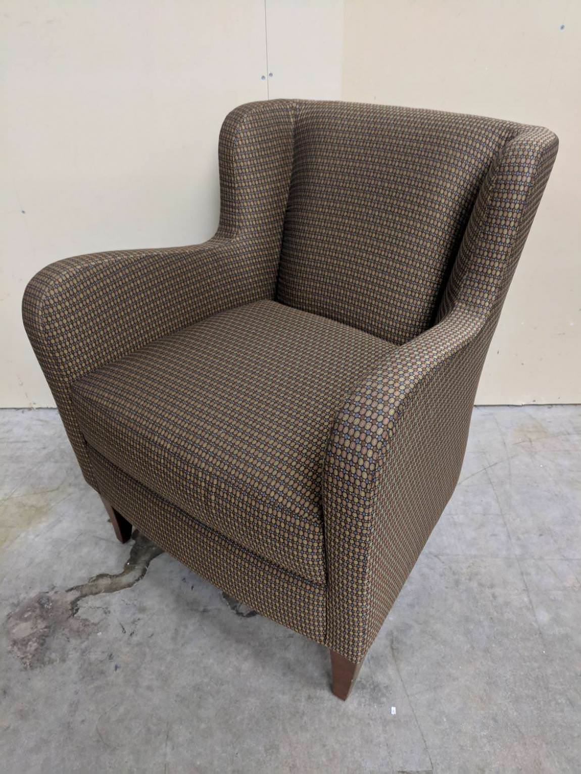 Bernhardt Brown Fabric Club Chairs