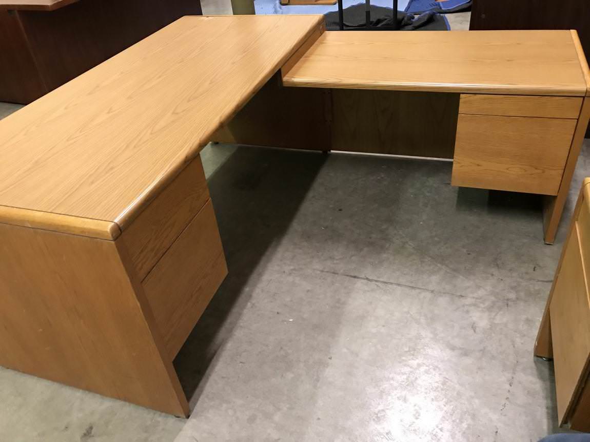 Kimball Solid Wood L Shaped Desk With Right Return