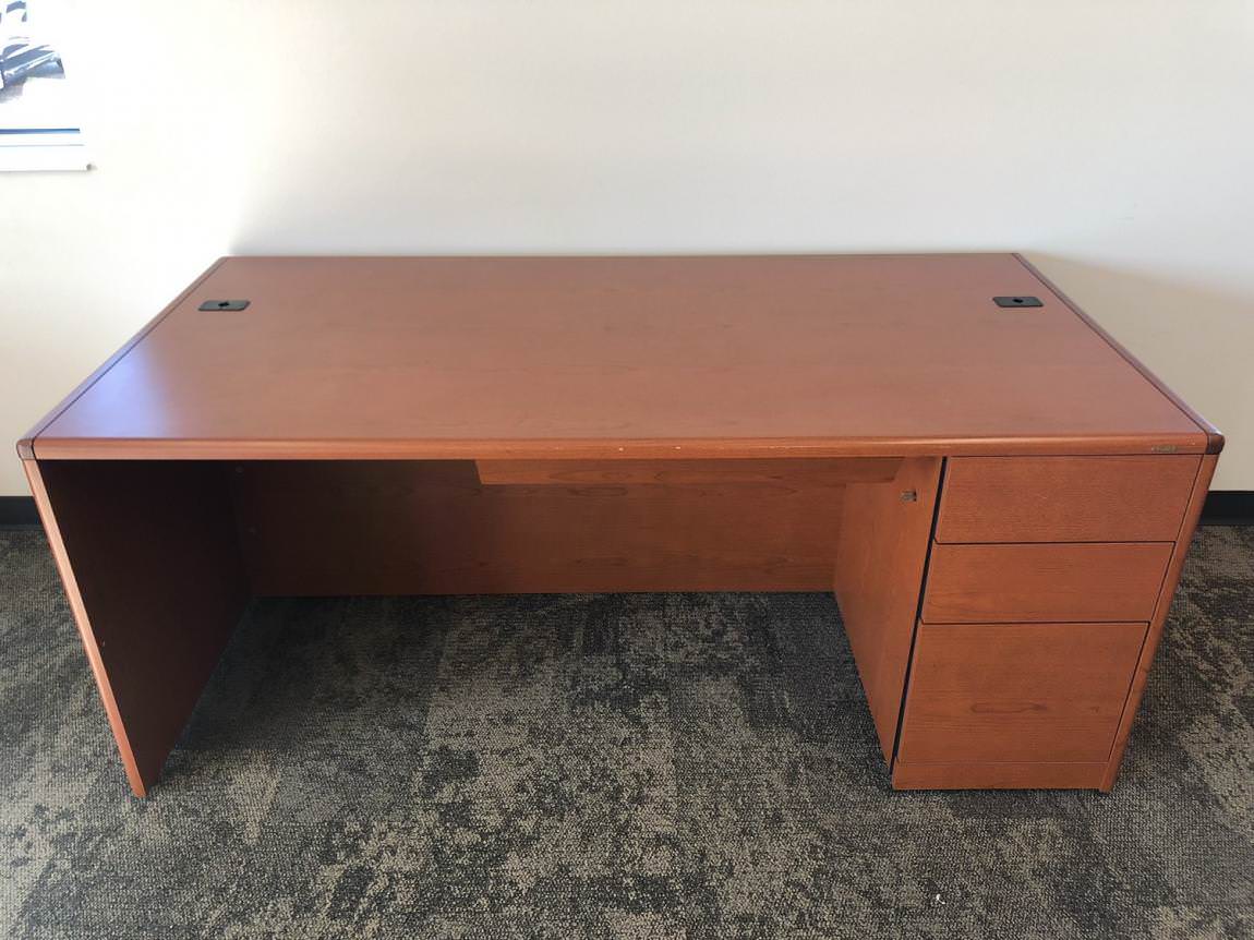 Cherry Hon Cherry Laminate Desk with Drawers by Hon