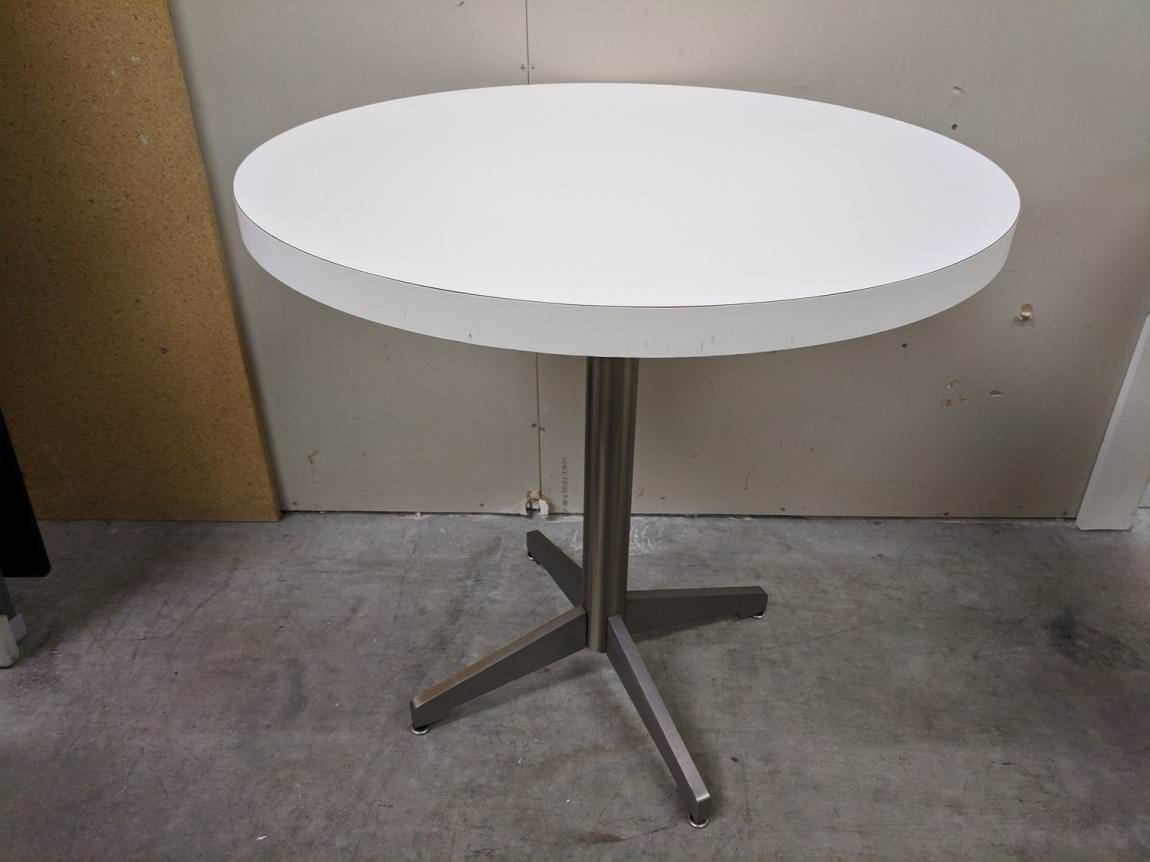 30” Round White Laminate Table