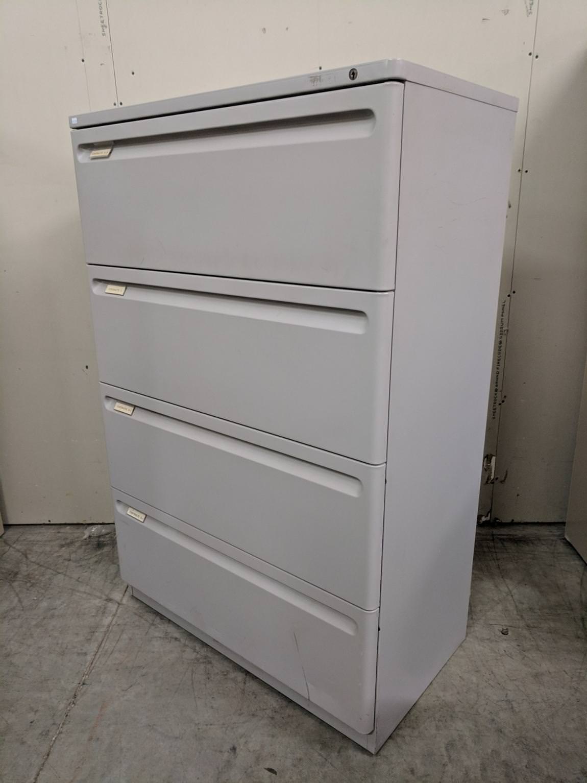 Putty Metal 4 Drawer Lateral File Cabinet – 35.5 Inch Wide