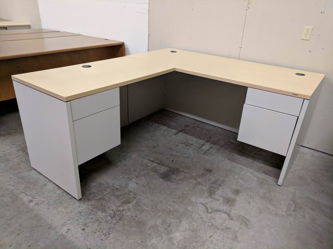 Maple Hon Maple Laminate LShape Desk with Drawers Left Return by Hon