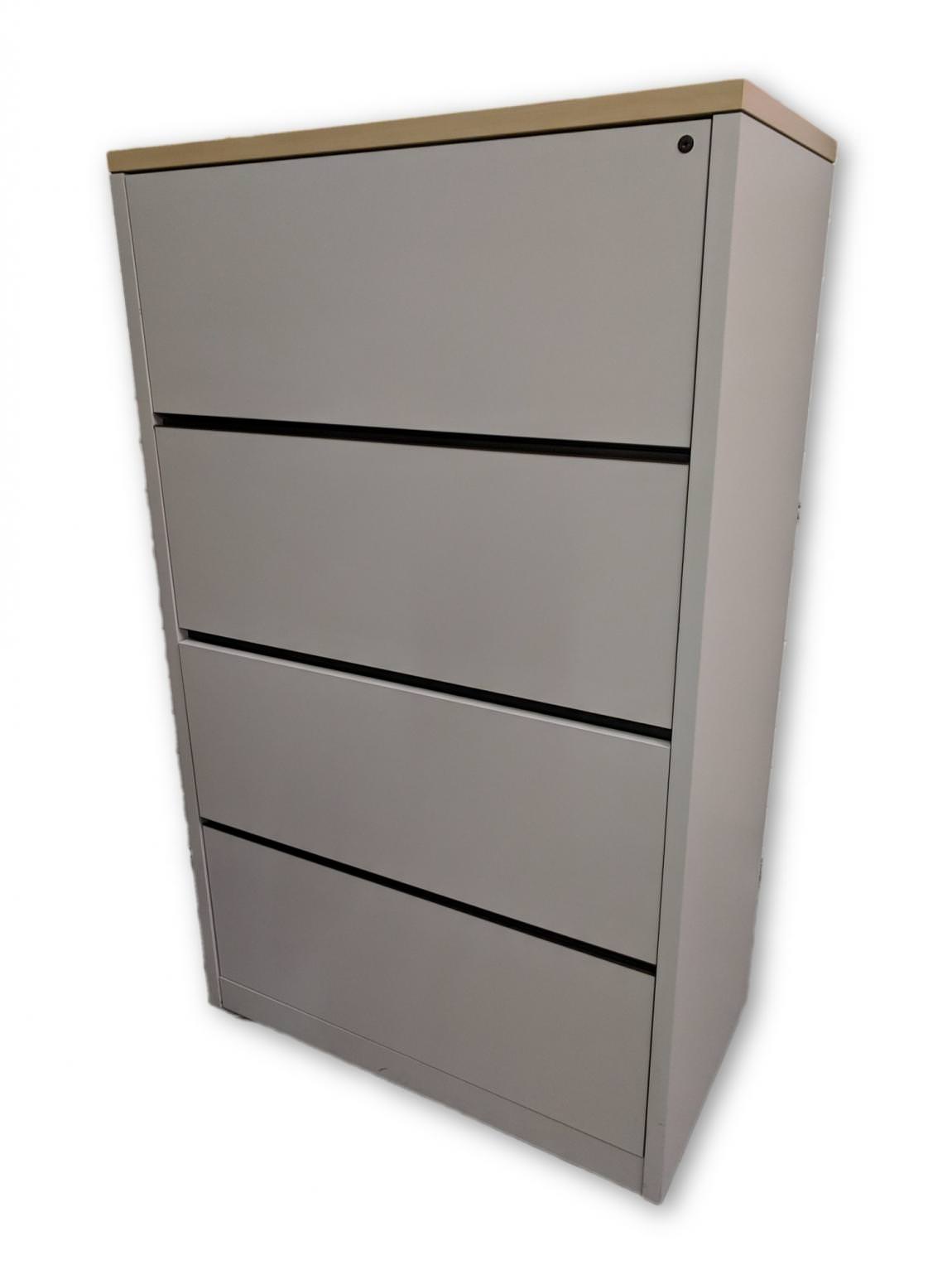 Gray Laminate 4 Drawer Lateral File Cabinet – 36 Inch Wide